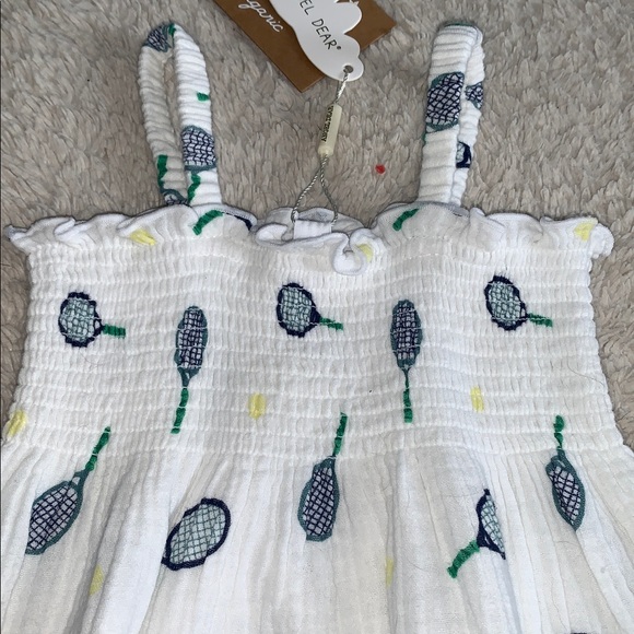 NWT Angel Dear Smocked Tennis Romper 18-24M White - Picture 2 of 9